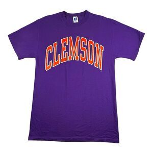 Vintage Clemson Tigers T Shirt Mens Medium Russell Athletic Purple‎ Made in USA